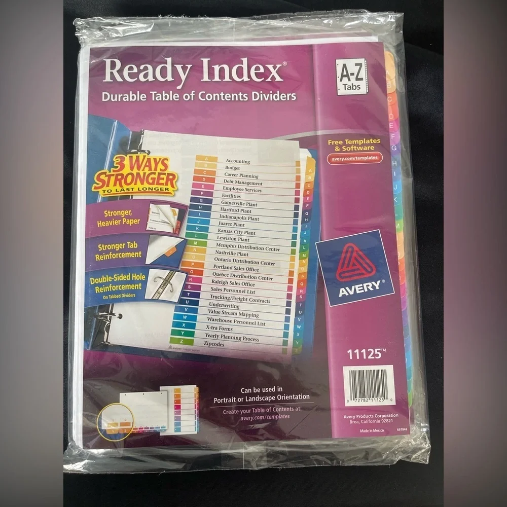 Avery Ready Index Multicolor Dividers, NWT, A-Z Dividers